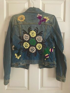 Lucky Brand Embroidered Floral Denim Jacket